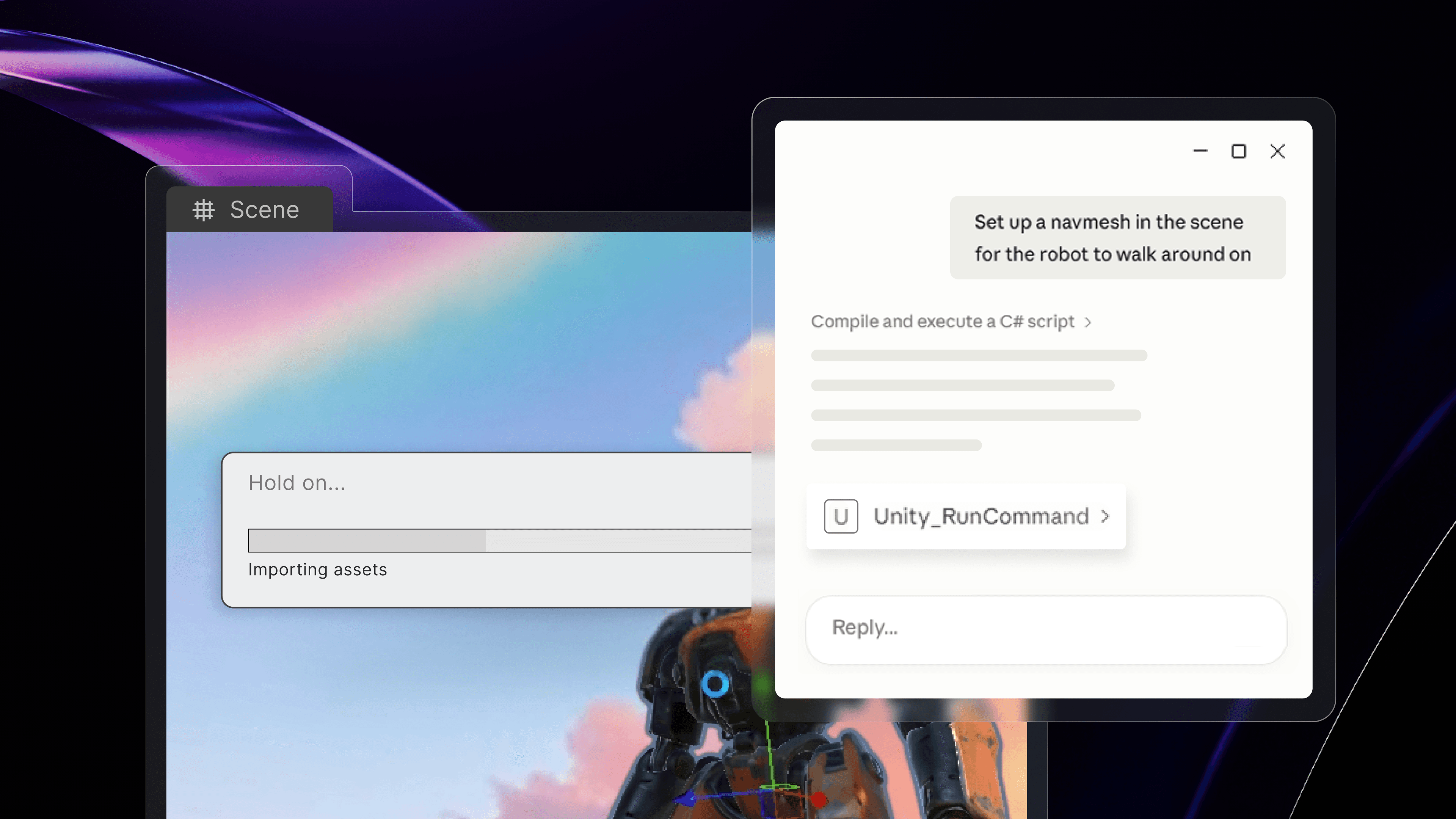 A screenshot showing someone using the Unity MCP server in their project.