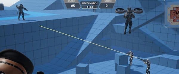 Spieler im Spiel, die Laserstrahlen abfeuern